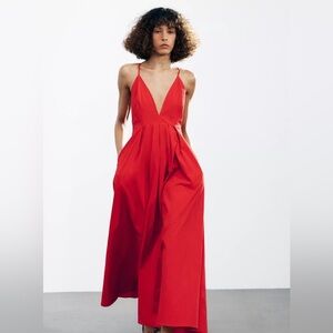 NWT Zara Red OPEN-BACK MAXI DRESS - ZW COLLECTION Size Medium